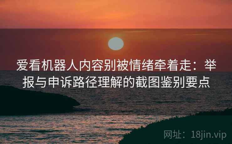 爱看机器人内容别被情绪牵着走：举报与申诉路径理解的截图鉴别要点