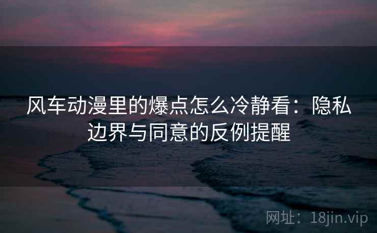 风车动漫里的爆点怎么冷静看:隐私边界与同意的反例提醒 风车动漫里的爆点怎么冷静看:隐私边界与同意的反例提醒